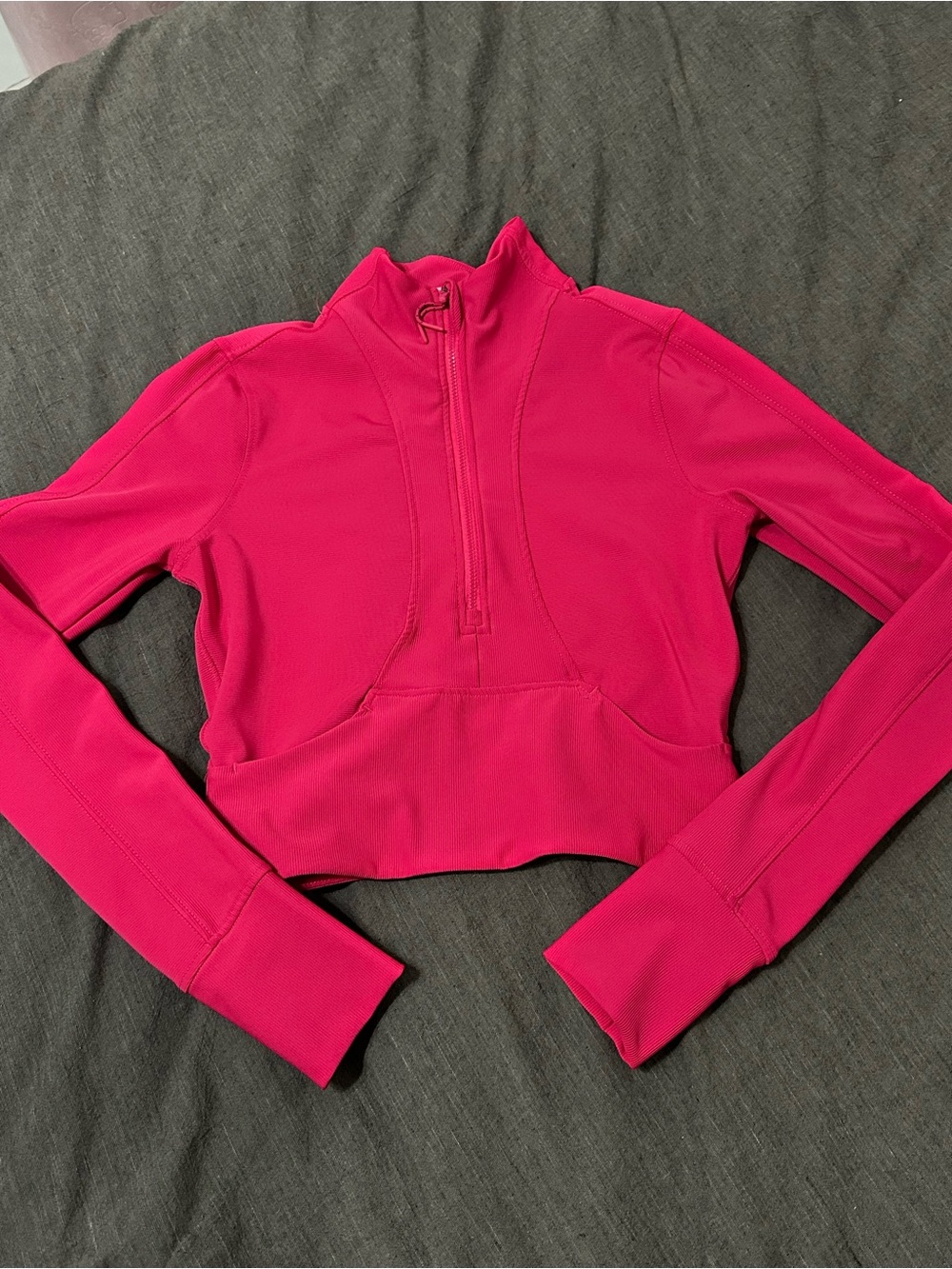 90 Degree By Reflex Bright Pink Half-Zip Long Sleeve Top